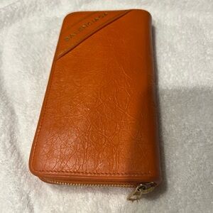 Balenciaga Burnt Orange Leather Zip Wallet